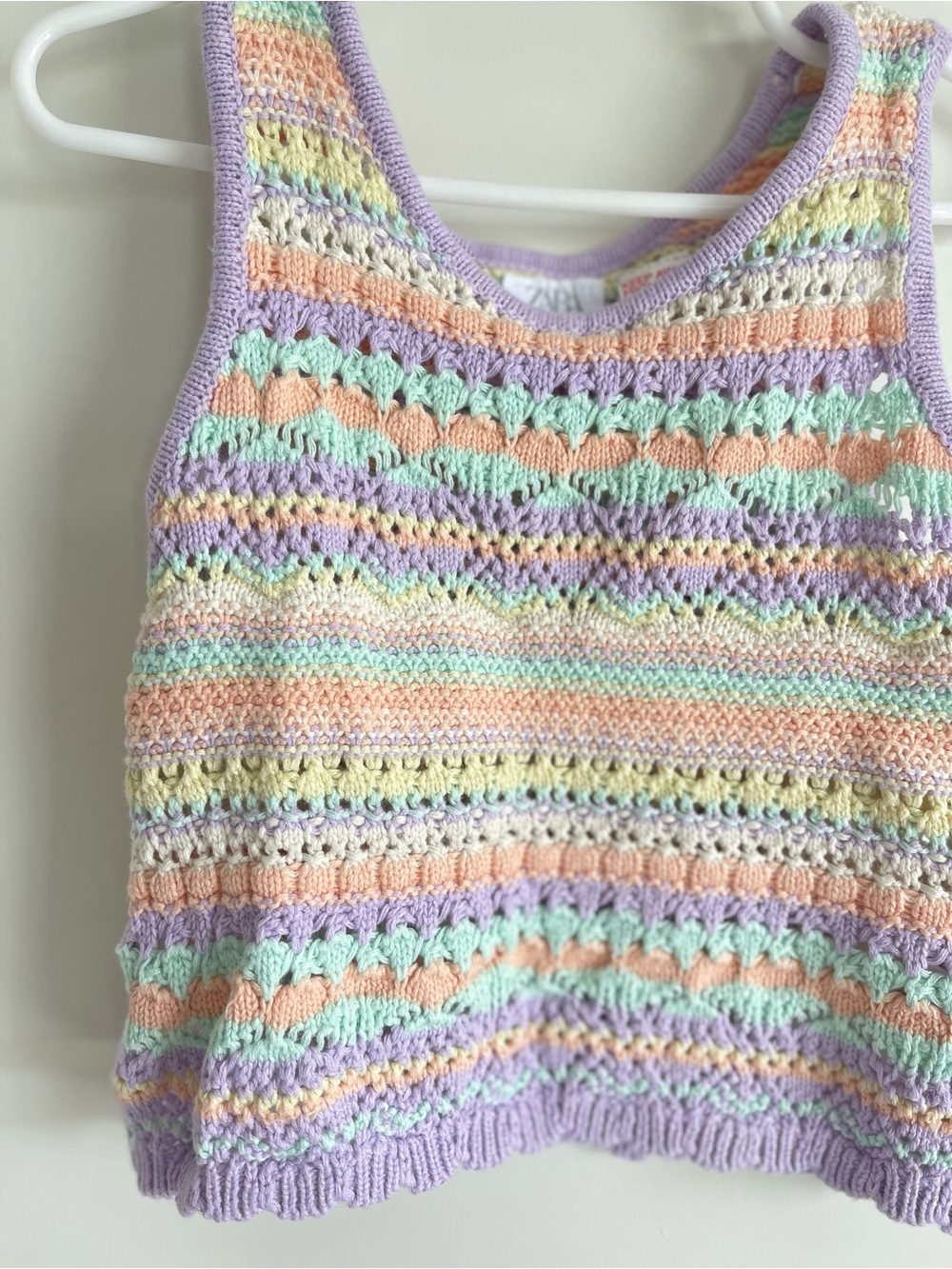 Zara Girls Pastel Crochet Knit Tank Top